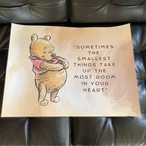 Winnie the Pooh Wall Art Poster - Pink & Tan